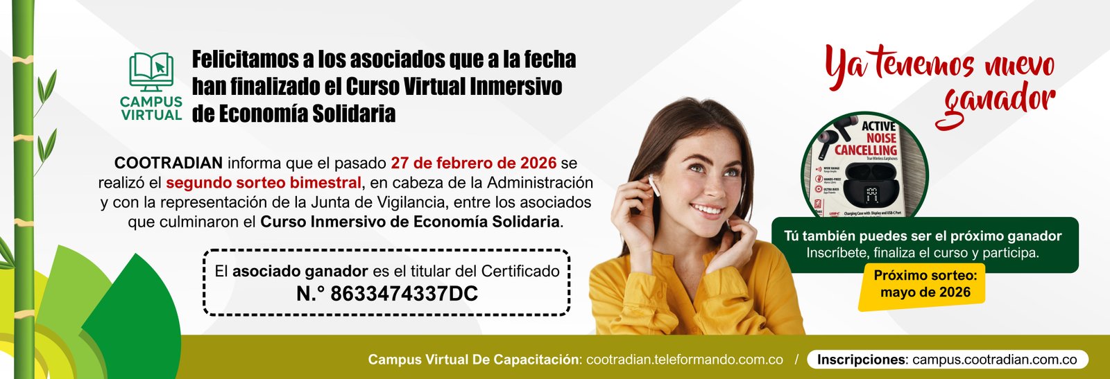 Ganador segundo sorteo bimestral COOTRADIAN